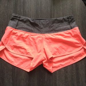 Peach and gray lululemon shorts!